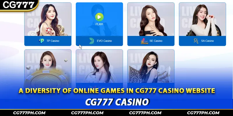 A diversity of online games in CG777 casino website