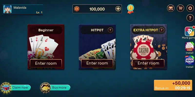 Tongits games interface at CG777 online casino